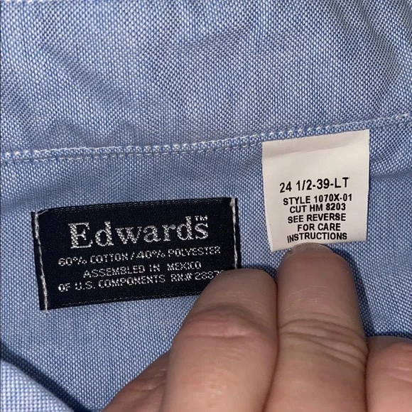 Edward’s Men's Blue Uniform/Casual Button Down Shirt - Picture 4 of 4